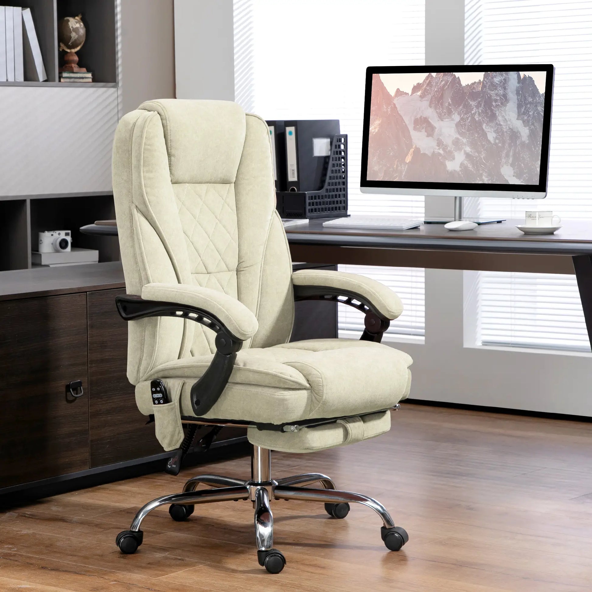 Massage Office Chair, Reclining Computer Chair, Adjustable Height, Footrest, Beige Massage Chairs at Gallery Canada
