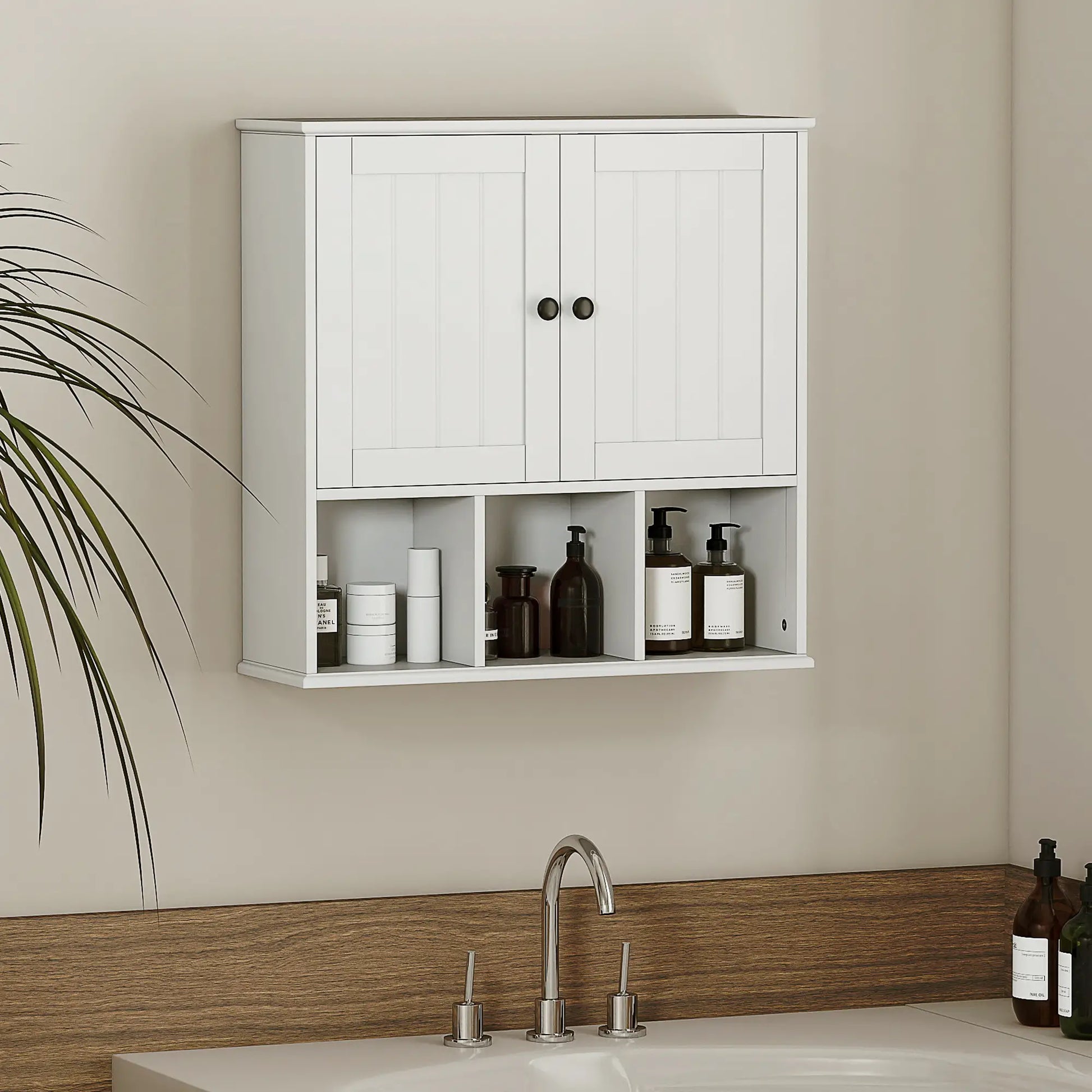 Farmhouse Wall Mounted Medicine Cabinet, Adjustable Shelf, White Wall Mounted Cabinets at Gallery Canada