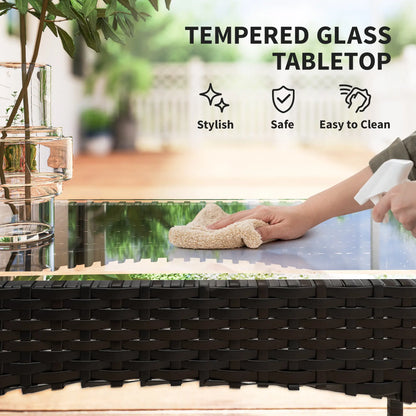 4-Piece Wicker Patio Furniture Set, Glass Coffee Table, Navy Blue Patio Furniture Sets at Gallery Canada