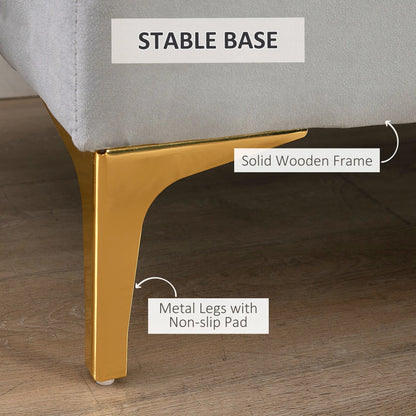 Upholstered End of Bed Bench, Button Tufted, Grey Storage Ottomans & Benches at Gallery Canada