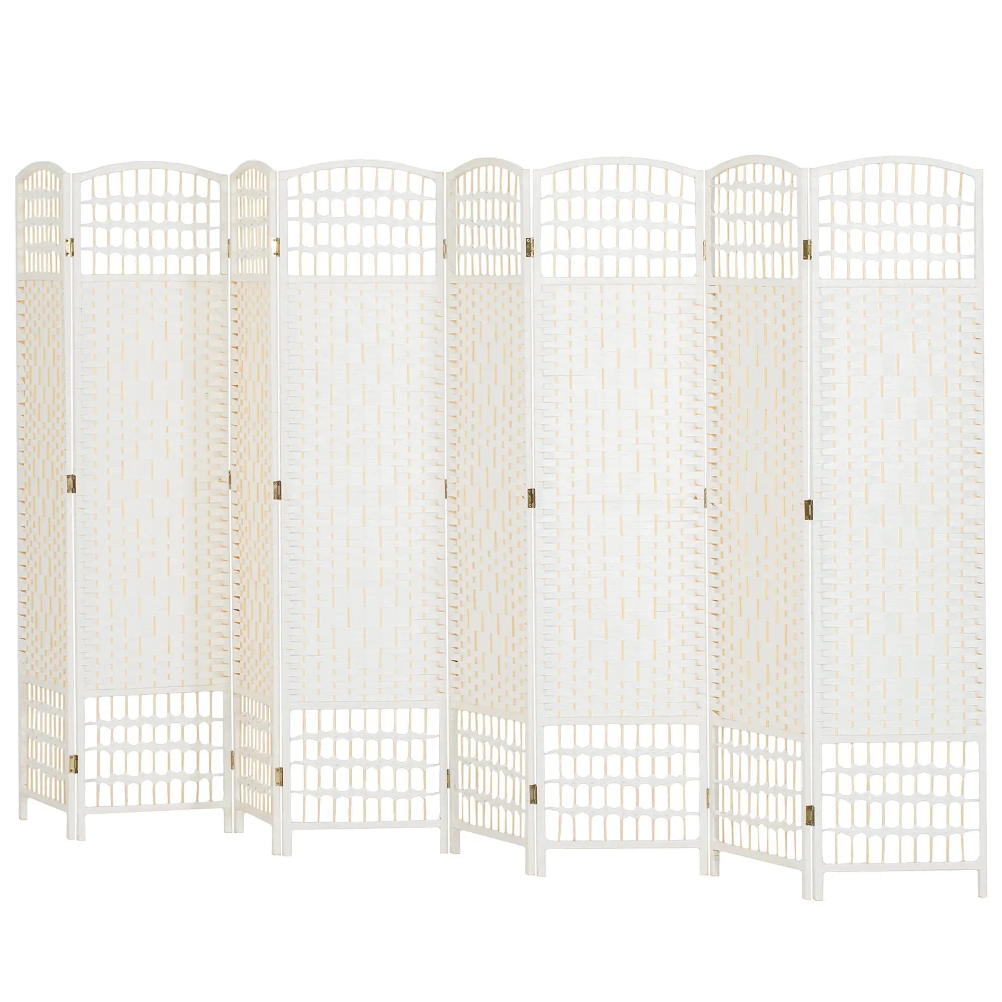 8 Panel Folding Room Divider, Portable Privacy Screen, White Room Dividers White at Gallery Canada