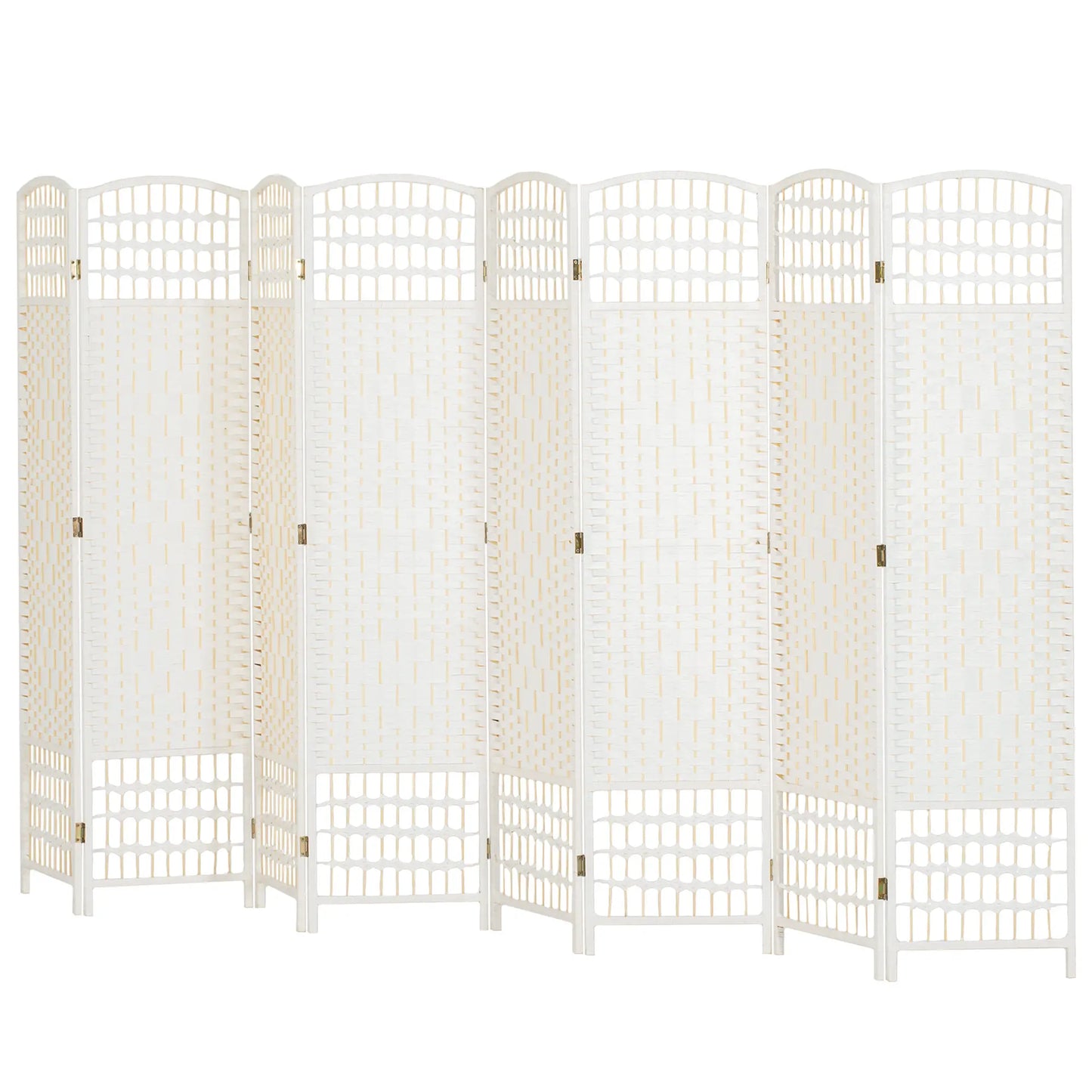 8 Panel Folding Room Divider, Portable Privacy Screen, White Room Dividers White at Gallery Canada