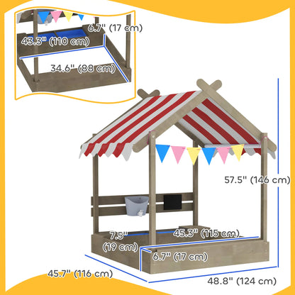 Outdoor Wooden Sandbox With Cover, 3-7 Years Old, Backyard, Grey Sandboxes & Accessories at Gallery Canada