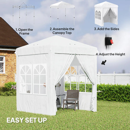 6.7' x 6.7' Pop-Up Canopy Tent, Adjustable Height, White Pop Up Canopies at Gallery Canada