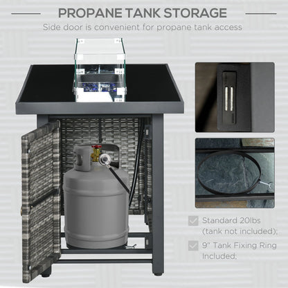 43" Propane Fire Pit Table, 50,000 BTU, Blue Glass Rock, Grey Fire Pits at Gallery Canada