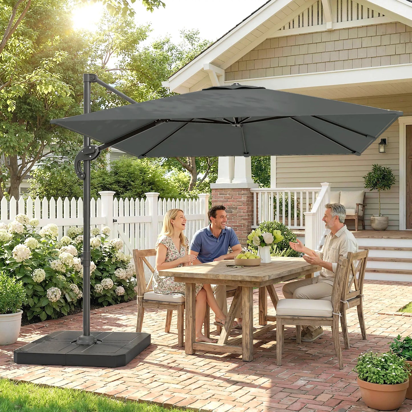 8' x 8' Offset Cantilever Patio Umbrella, UPF50+, 360° Rotation, Dark Grey Offset Cantilever Umbrellas at Gallery Canada