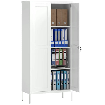 Office Storage Cabinet, Lockable, 3 Adjustable Shelves, 2 Doors, White Office Cabinets & Cupboards at Gallery Canada