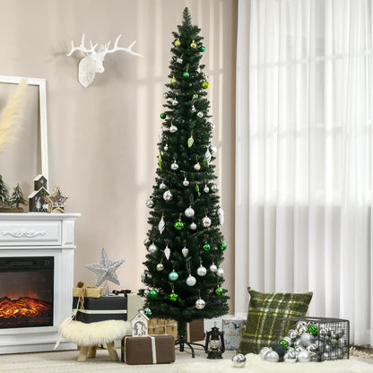 7FT Artificial Christmas Tree, Foldable Black Stand, Green Pencil Christmas Trees at Gallery Canada