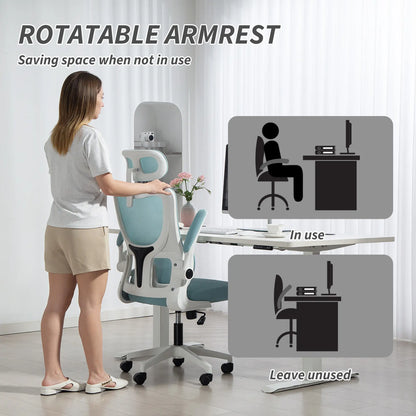 High Back Office Chair, Mesh Computer Chair, Adjustable Height, Light Blue Office Chairs at Gallery Canada