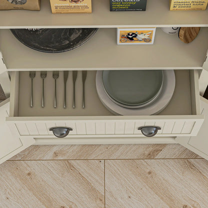 72" Kitchen Pantry, Storage Cabinet with Drawer, Doors, Cream White Kitchen Pantry Cabinets at Gallery Canada