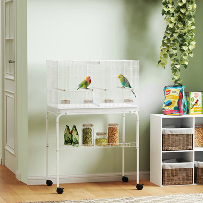 46" H Bird Cage, Large Parakeet Cage, White Bird Cages at Gallery Canada