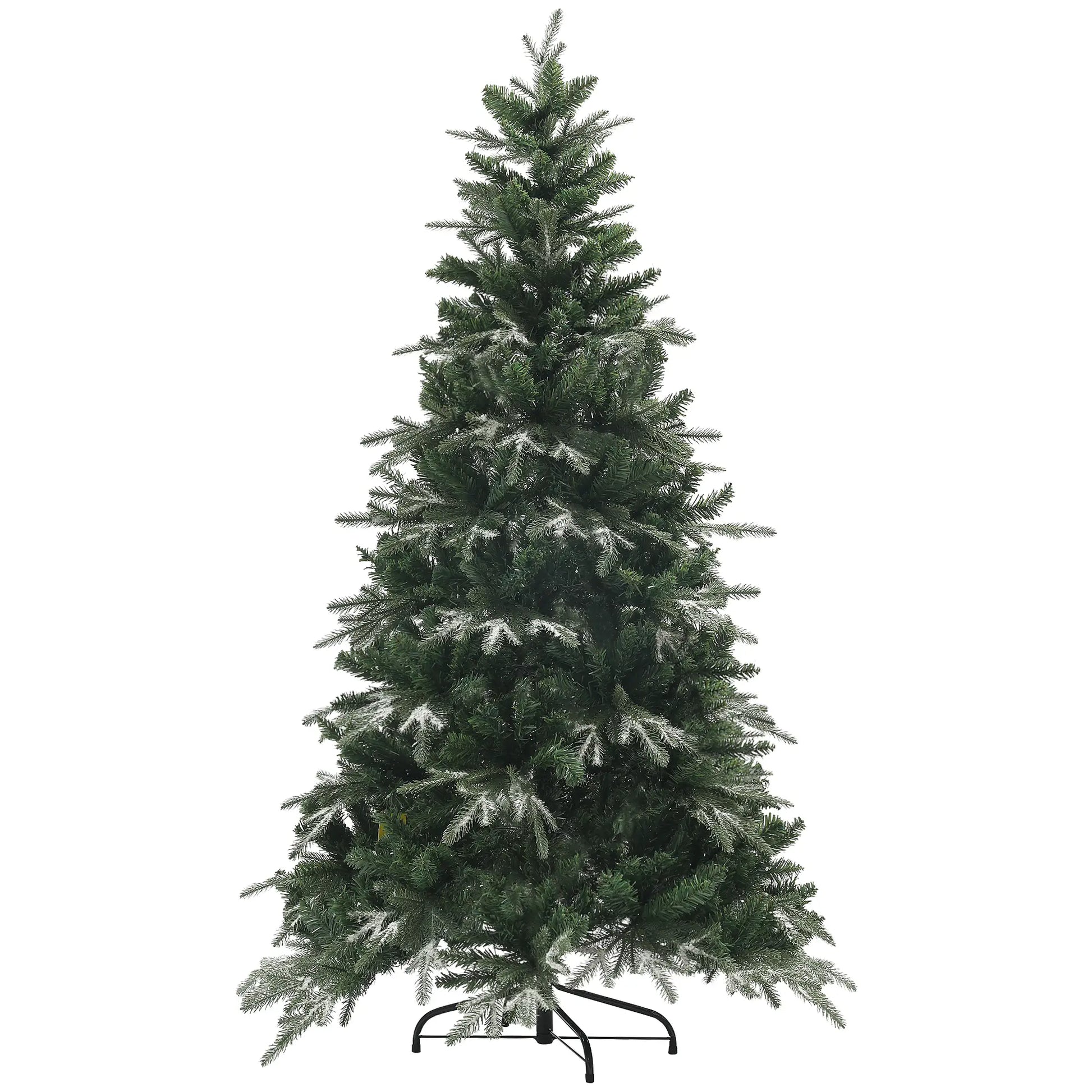 6ft Flocked Artificial Christmas Tree, 850 Branch Tips, Metal Base, Green Flocked Christmas Trees Green at Gallery Canada