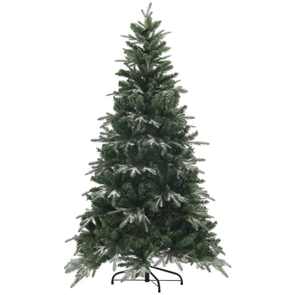 6ft Flocked Artificial Christmas Tree, 850 Branch Tips, Metal Base, Green Flocked Christmas Trees Green at Gallery Canada