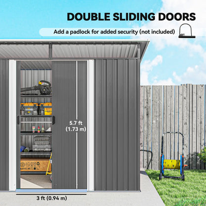 8.5' x 6' Metal Garden Shed, Utility Tool Storage, Grey Sheds at Gallery Canada