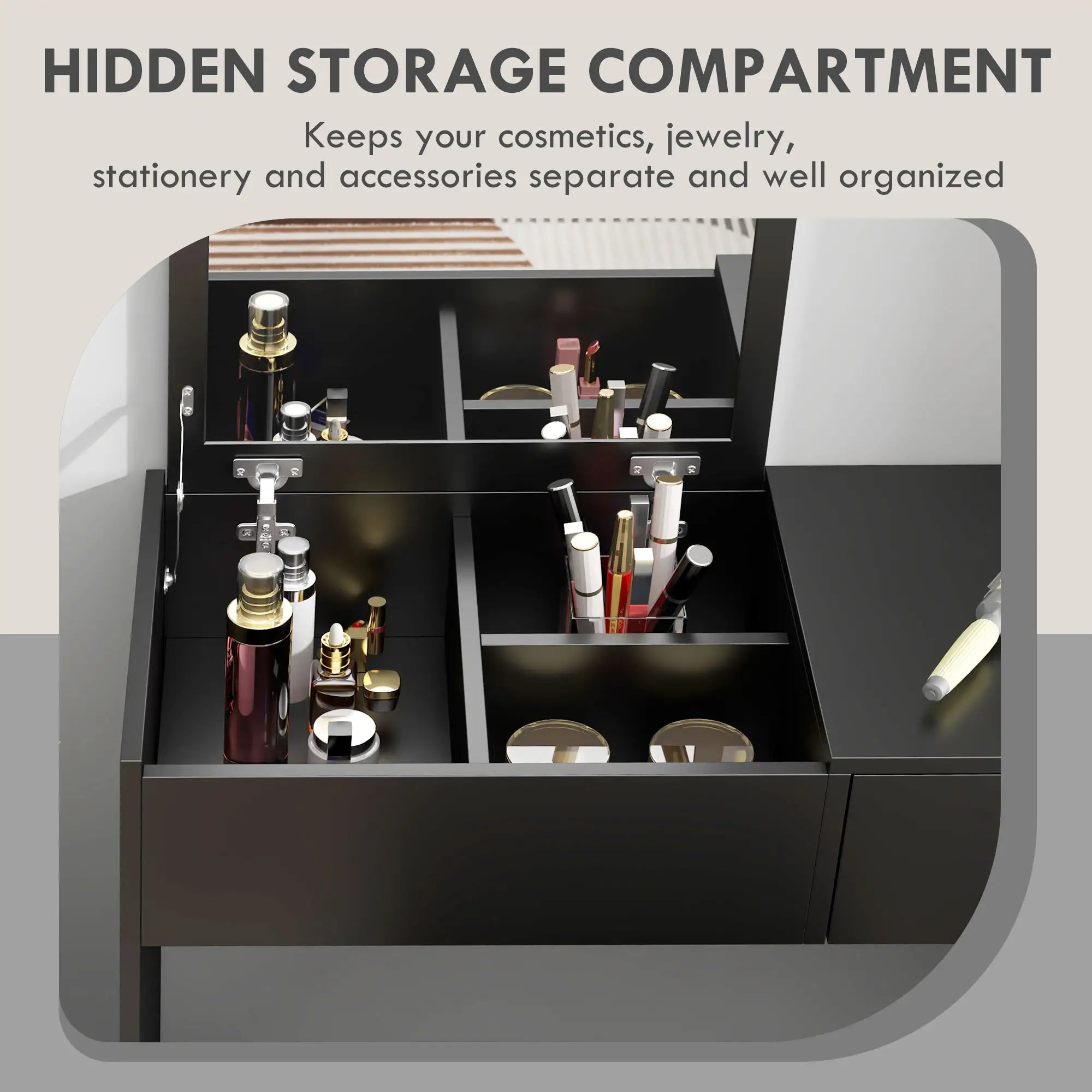 Modern Vanity Set with Flip Top Mirror, Cushioned Stool, Black Dressing & Vanity Tables at Gallery Canada