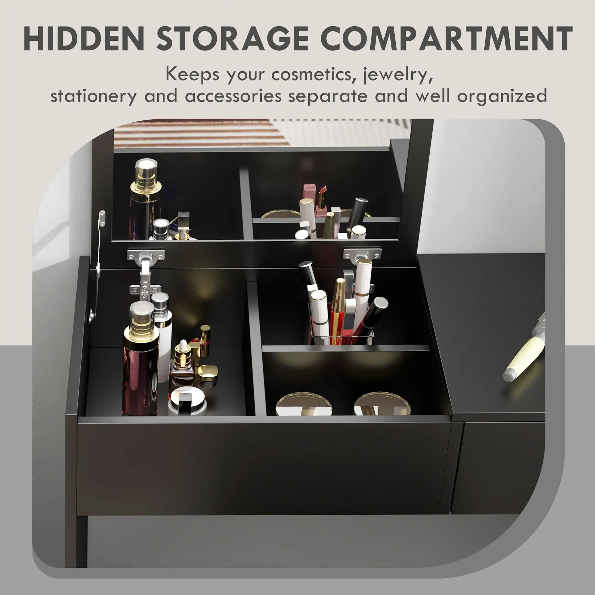 Modern Vanity Set with Flip Top Mirror, Cushioned Stool, Black Dressing & Vanity Tables at Gallery Canada