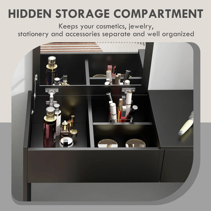 Modern Vanity Set with Flip Top Mirror, Cushioned Stool, Black Dressing & Vanity Tables at Gallery Canada