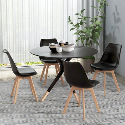 Modern Dining Table Chairs Set of 4, Rubber Wood Kitchen Table Chairs with PU Leather Cushion for Living Room, Bedroom Bar Sets at Gallery Canada