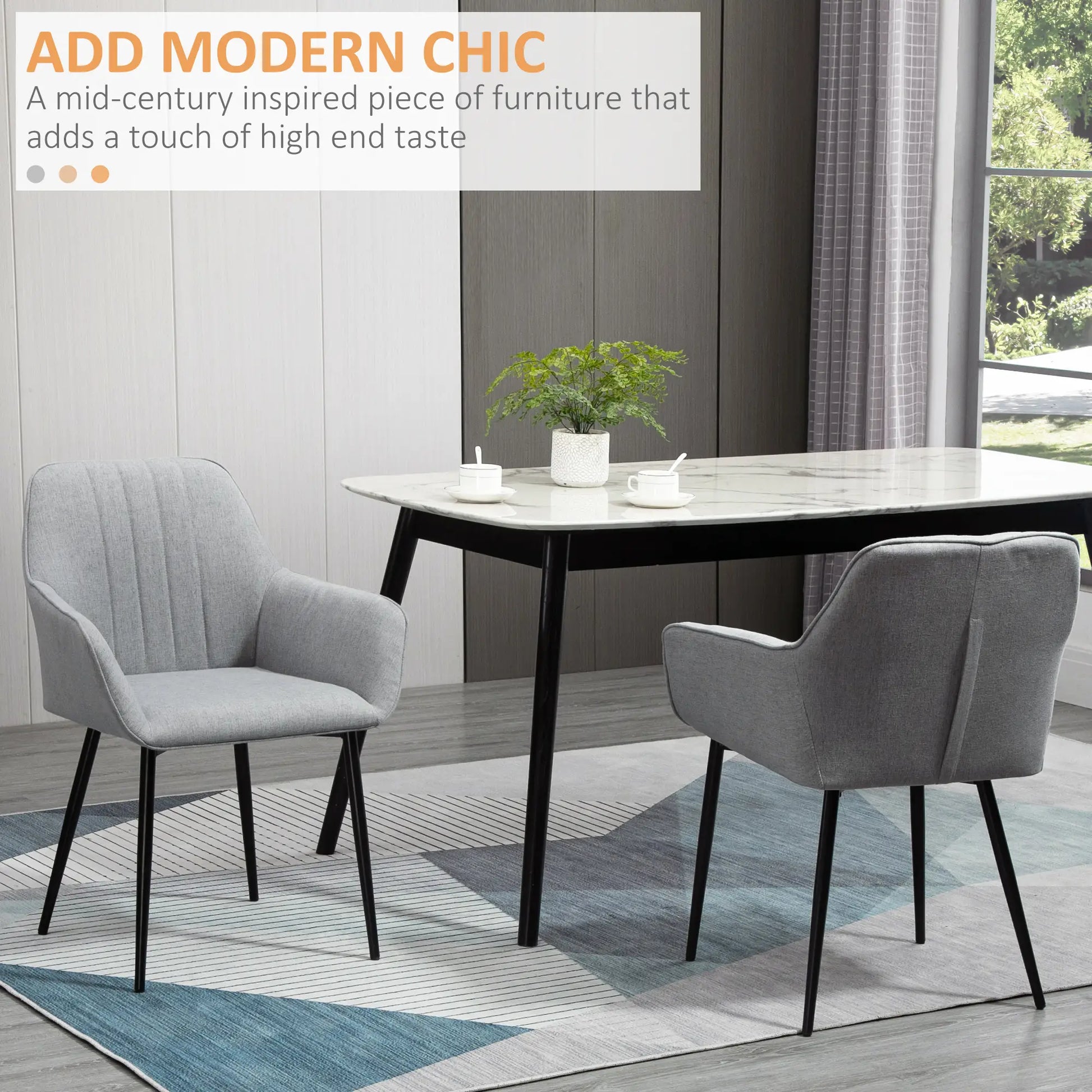 Upholstered Linen Dining Chairs, Set of 2, Metal Legs, Light Grey Bar Stools at Gallery Canada