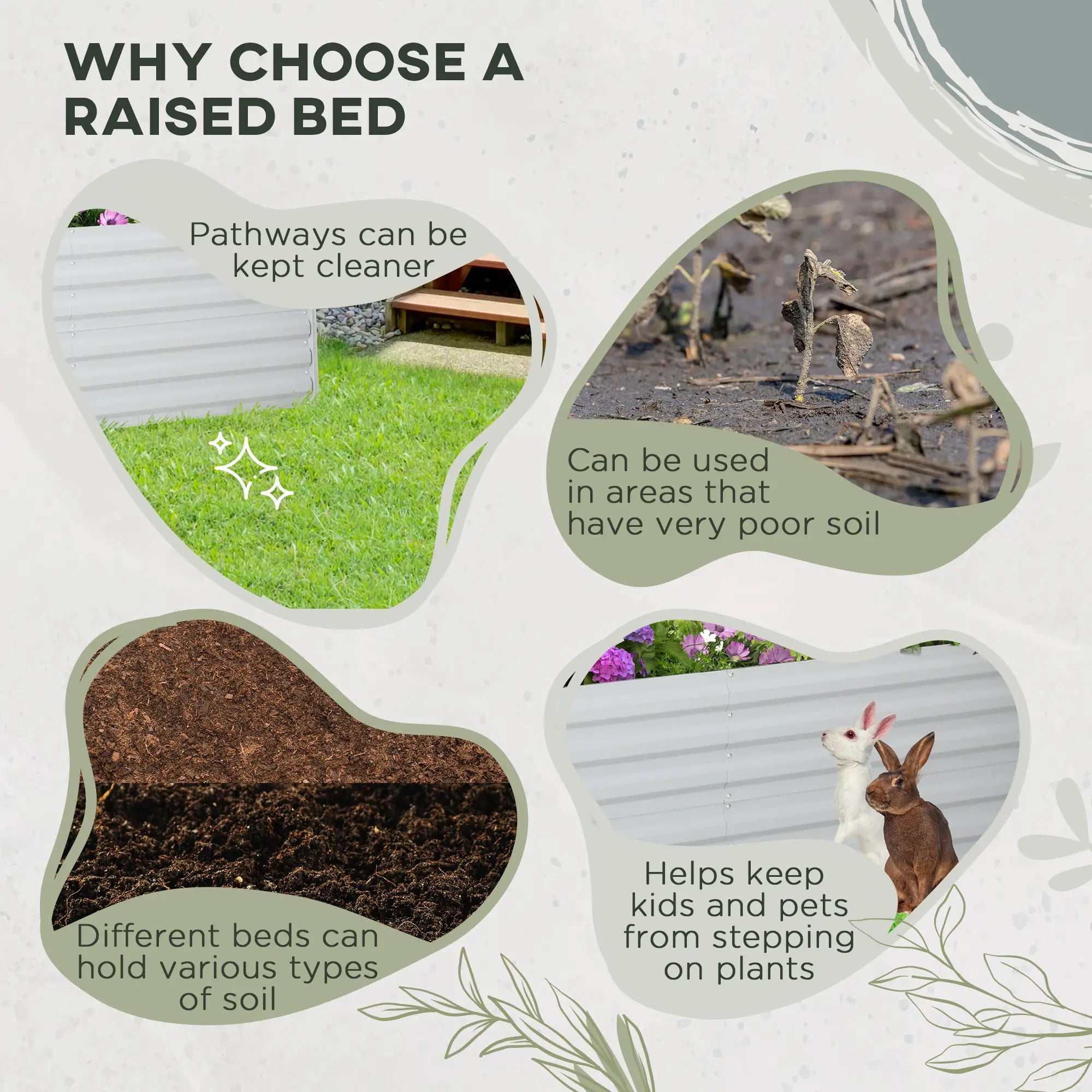 Galvanized Raised Garden Bed, Steel Outdoor Planter, 71