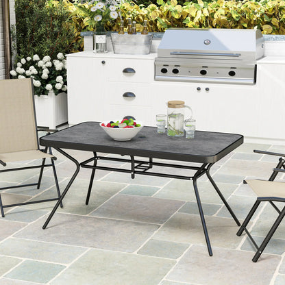 Rectangle Outdoor Dining Table for 6, 1.7" Umbrella Hole, 55" x 31.5" x 28" Patio Dinning Tables at Gallery Canada
