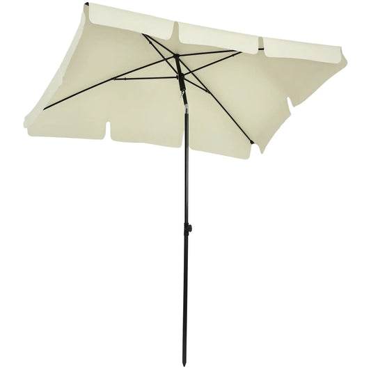 6.5x4ft Rectangle Aluminum Tilt Patio Umbrella, Cream White Sun Umbrellas Cream White and Black at Gallery Canada