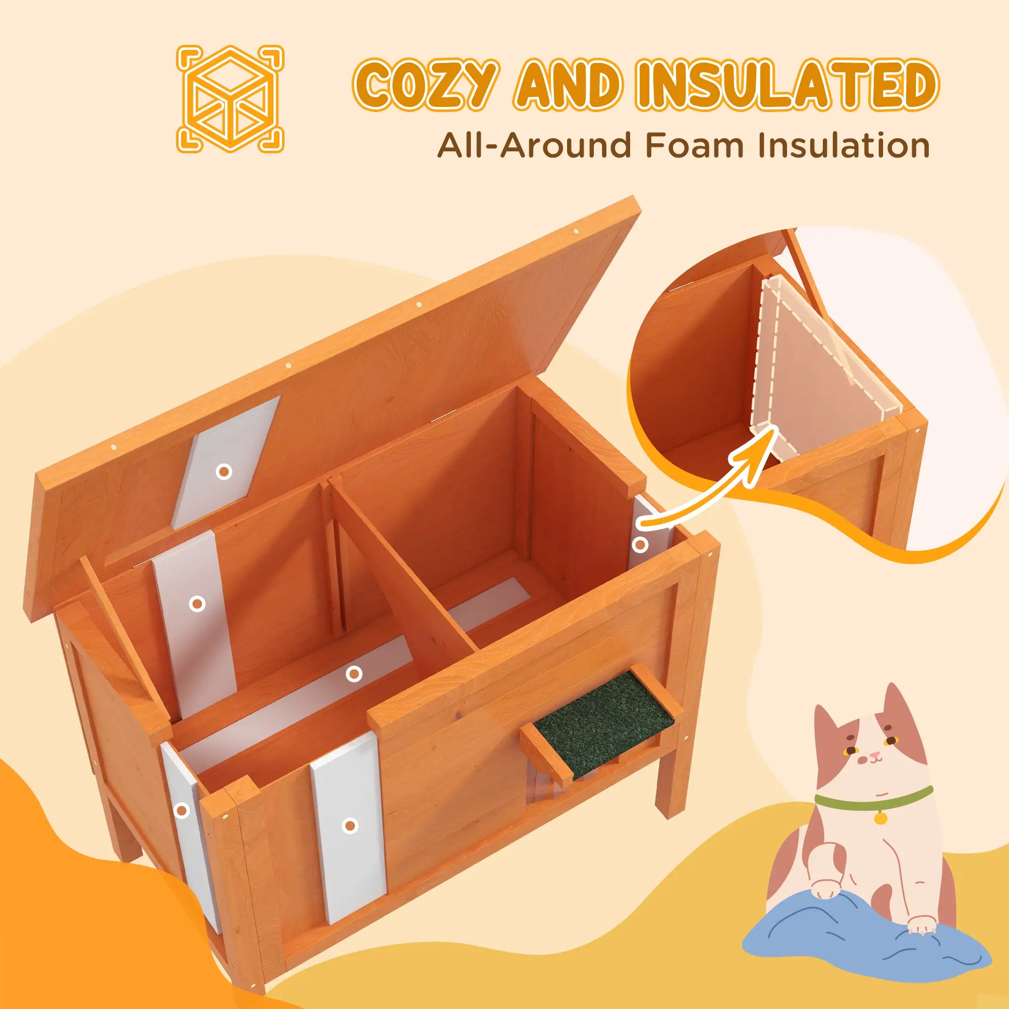 Outdoor Insulated Cat House, Asphalt Roof, Removable Floor, for Small Animals Cat Houses at Gallery Canada