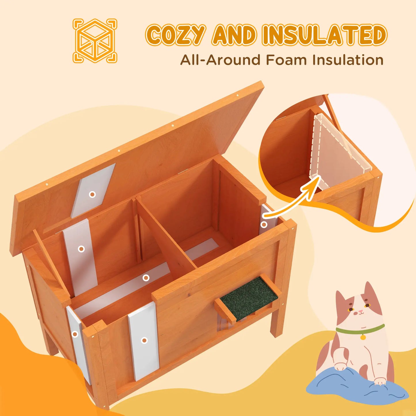 Outdoor Insulated Cat House, Asphalt Roof, Removable Floor, for Small Animals Cat Houses at Gallery Canada
