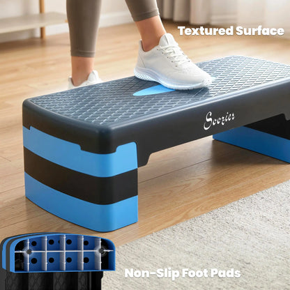Aerobic Exercise Step Platform, 4"/6"/8" Adjustable Aerobic Stepper with Risers, Workout Stepper for Home Gym, Blue Aerobic Equipment at Gallery Canada