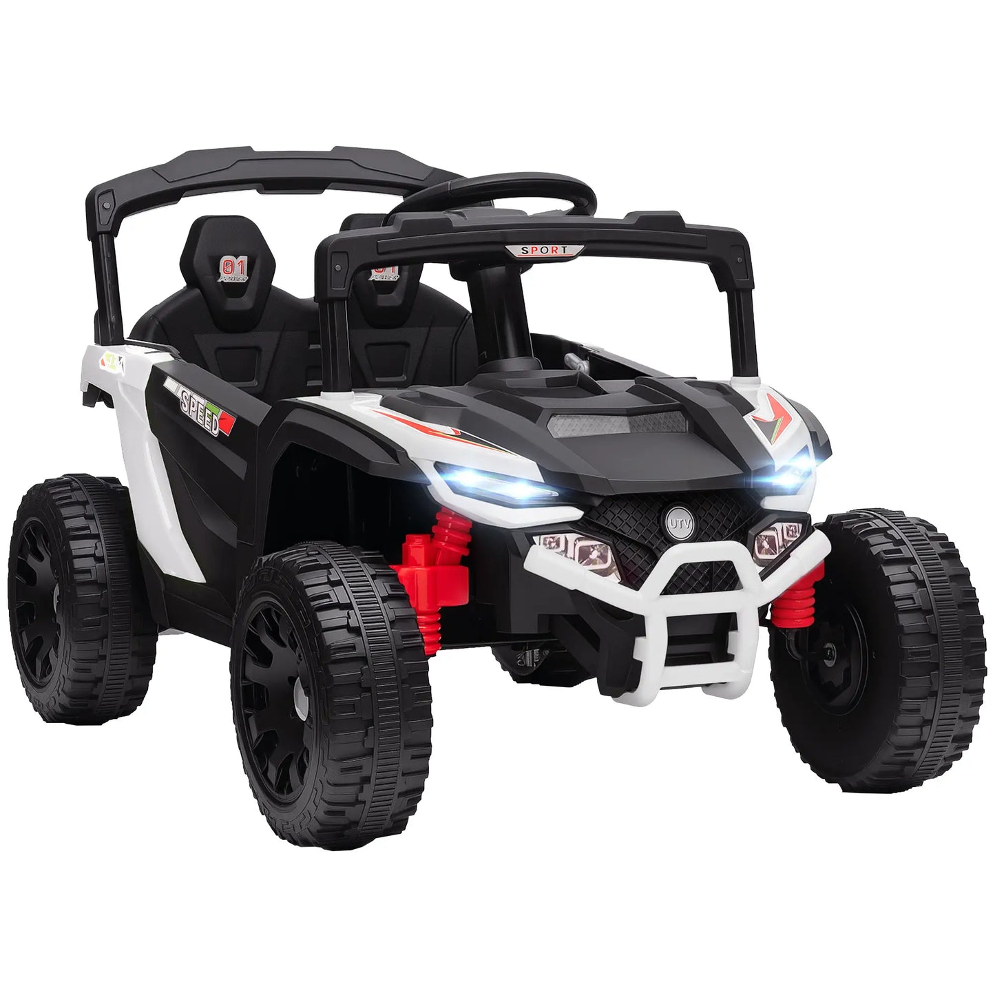 12V Kids Ride On Truck, Dual Motors, Rear Suspension, Remote Control, White Electric Toy Cars at Gallery Canada