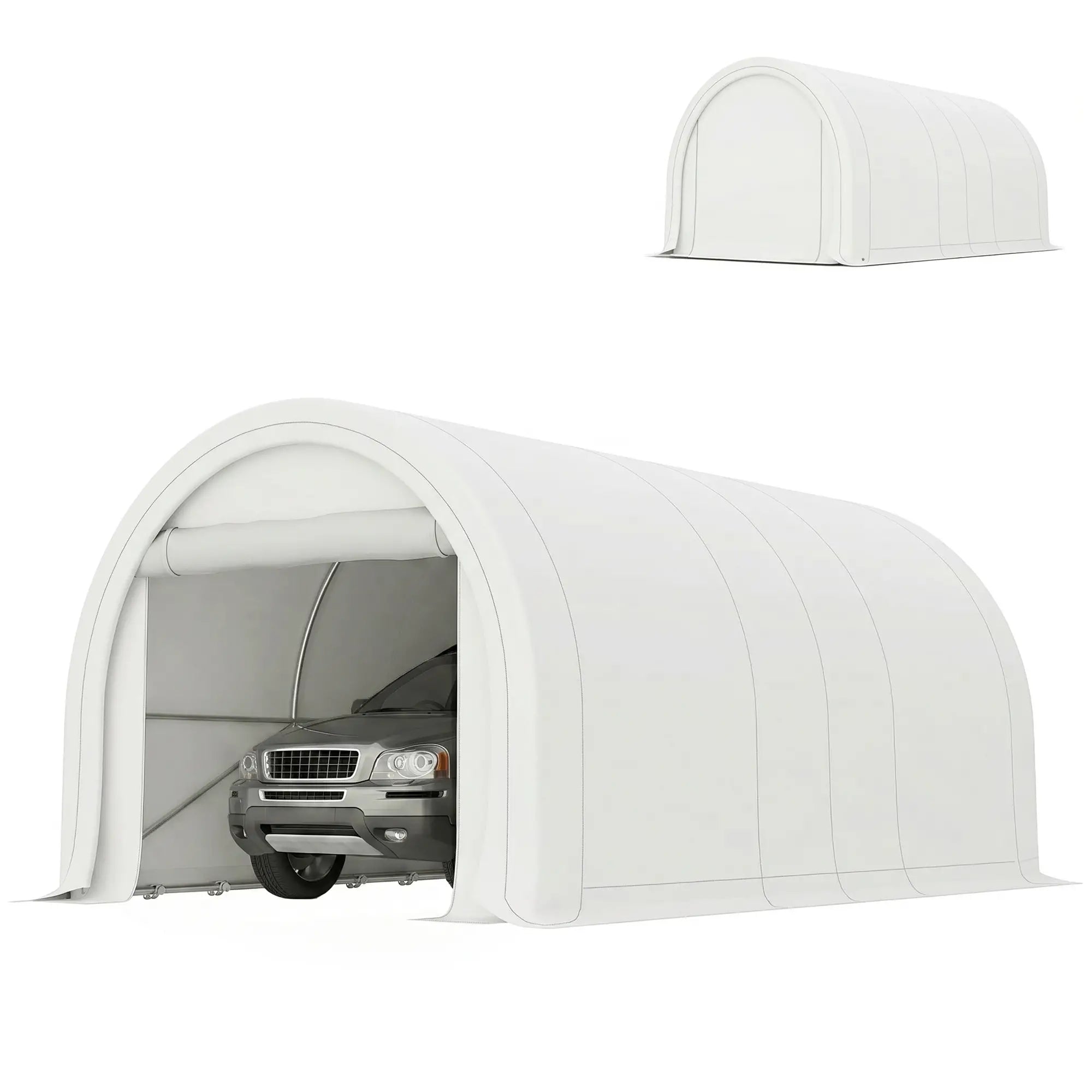 10' x 16' Heavy Duty Carport Tent, PE Cover, White Car Shelters at Gallery Canada