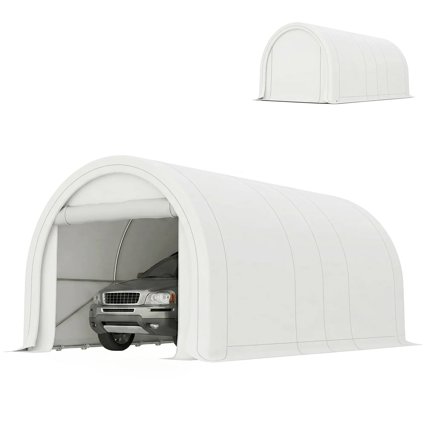 10' x 16' Heavy Duty Carport Tent, PE Cover, White Car Shelters at Gallery Canada