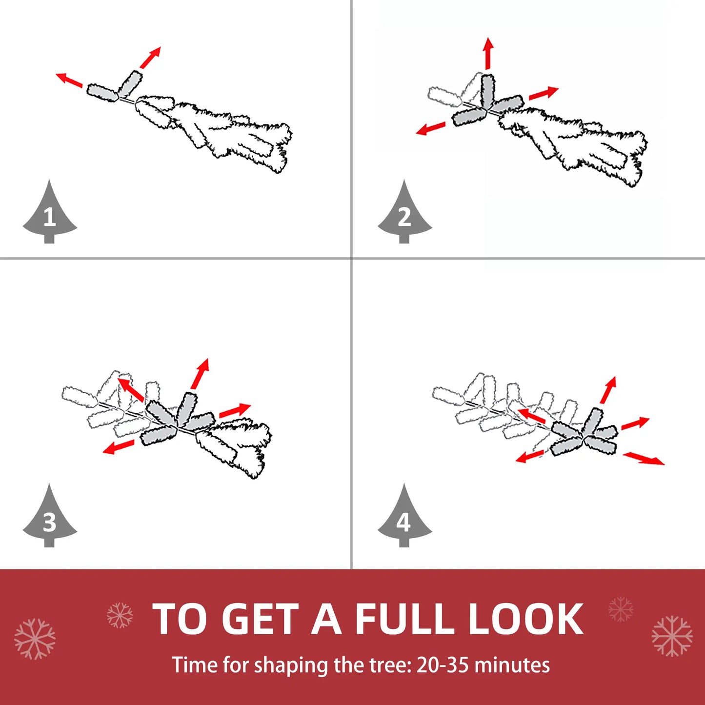 6ft Snow Flocked Artificial Christmas Tree, 250 LED Lights, 928 Branches Flocked Christmas Trees at Gallery Canada