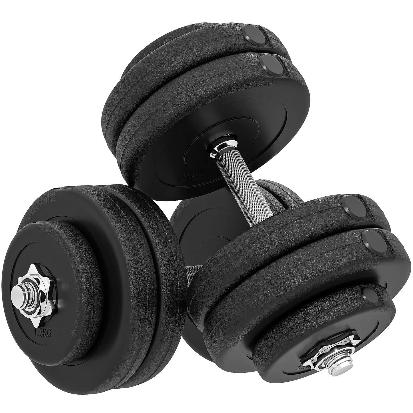 Adjustable 2 x 55lbs Dumbbell Set, Weight Training, Home Gym, Black Dumbbells & Barbells Black at Gallery Canada