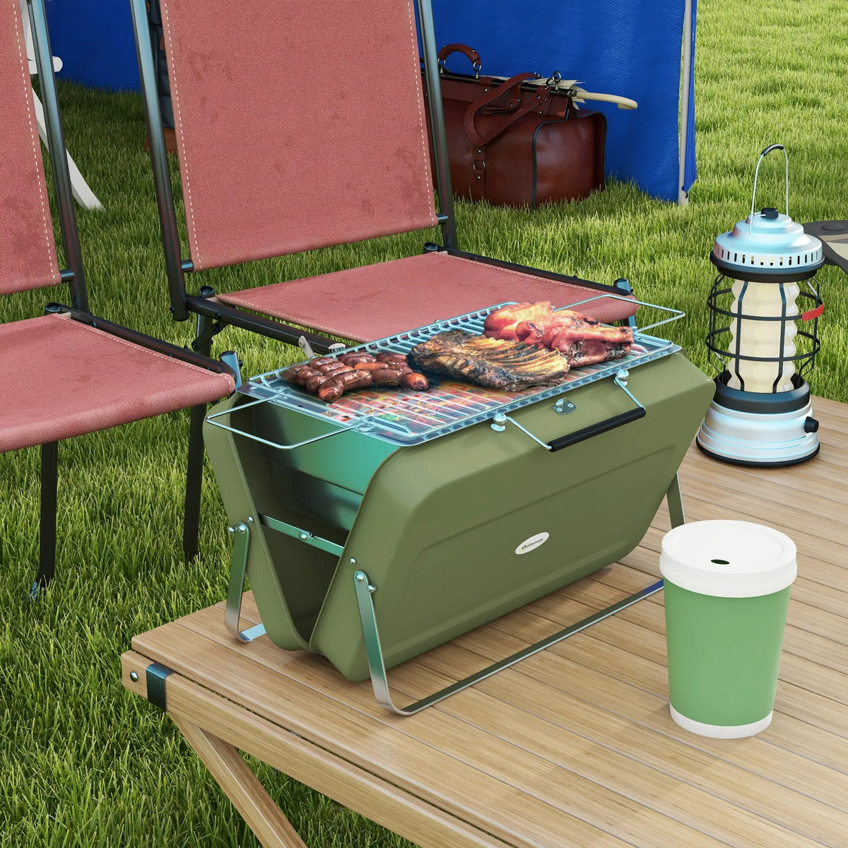 Metal Portable BBQ Grill, Green Charcoal BBQ Grils at Gallery Canada