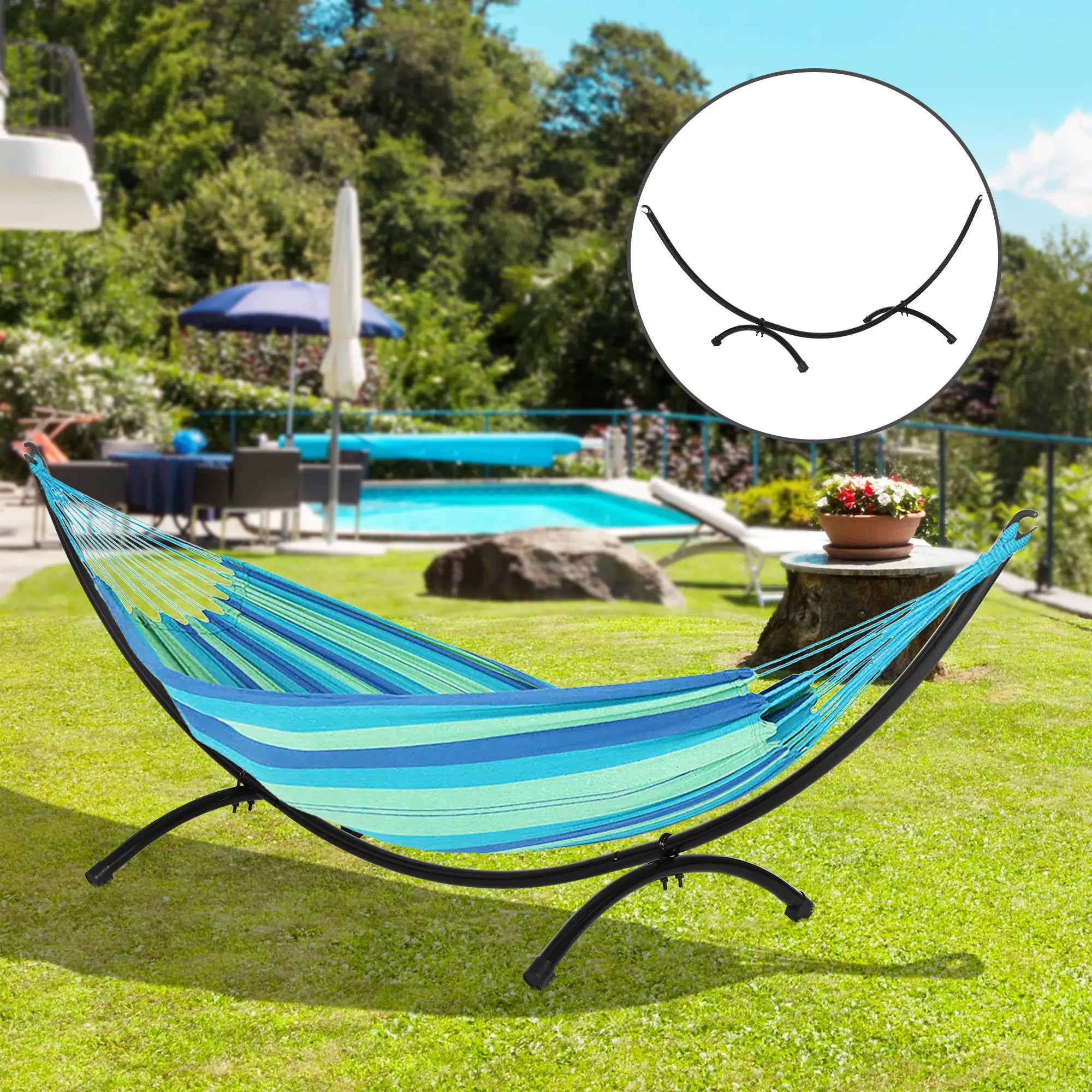 10' Steel Hammock Stand, Garden, Camping, Outdoor, Black Hammock Stands at Gallery Canada