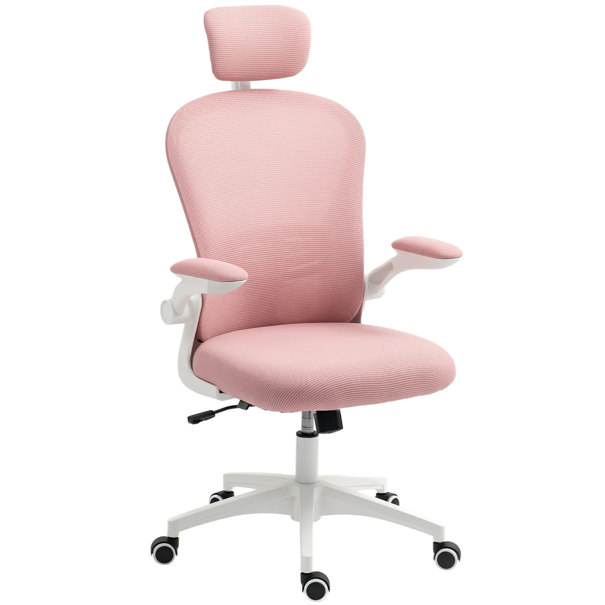 Mesh Office Chair, Adjustable Headrest, 4D Lumbar Support, Flip-Up Arm, Pink Office Chairs at Gallery Canada