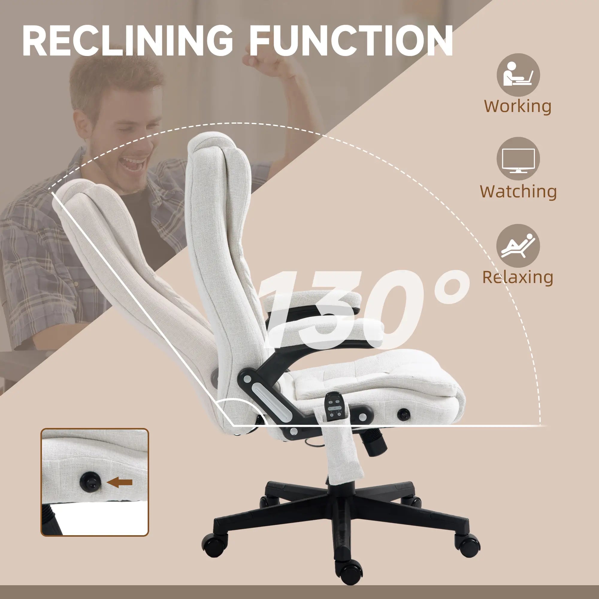 Reclining Massage Office Chair, High Back, Swivel Wheels, White Massage Chairs at Gallery Canada