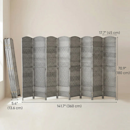 6 Ft Folding Room Divider, 8 Panel Portable Privacy Screen, Mixed Grey Room Dividers at Gallery Canada