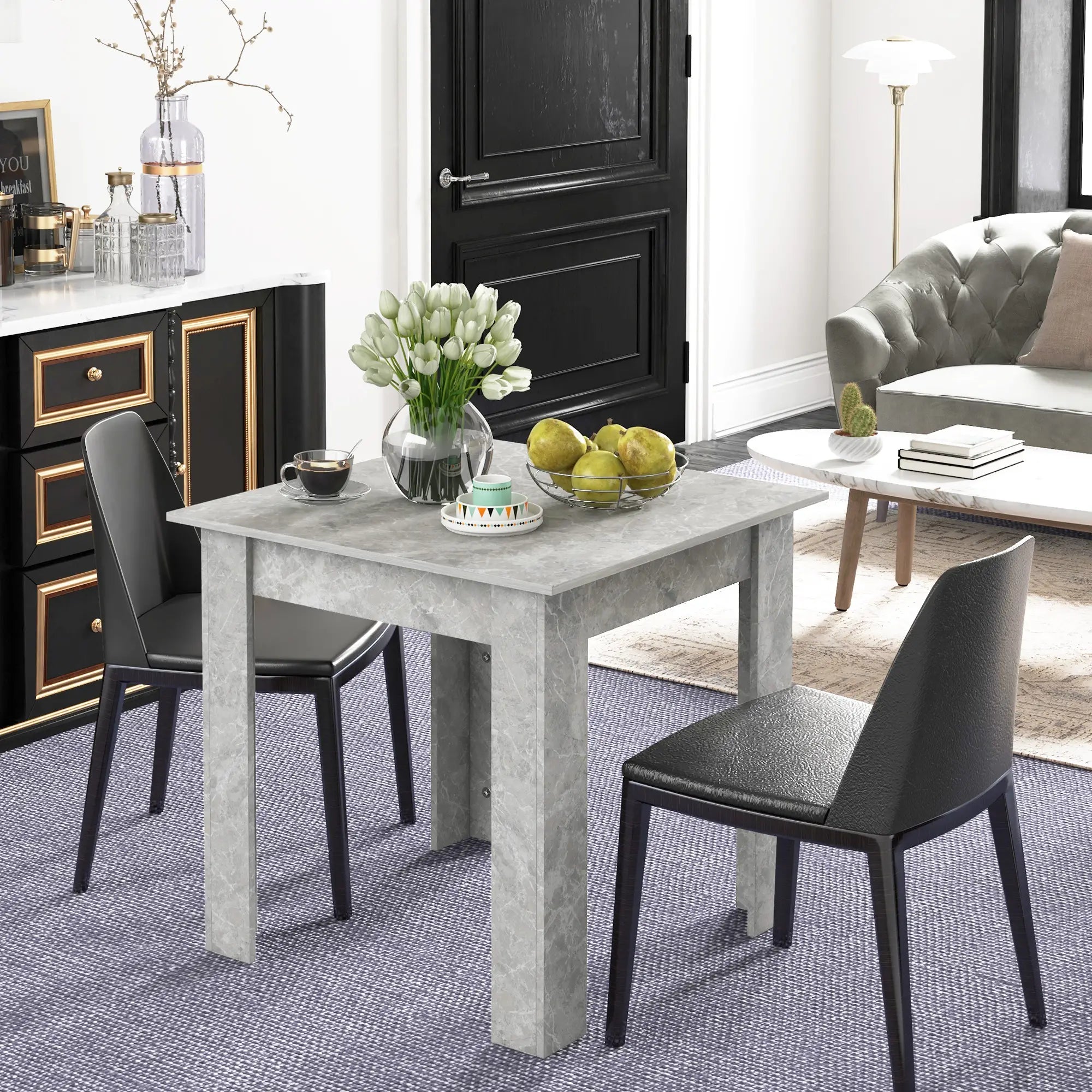 Square Dining Table, Modern Faux Cement Effect, Small Kitchen Table, Cement Grey Dining Tables at Gallery Canada
