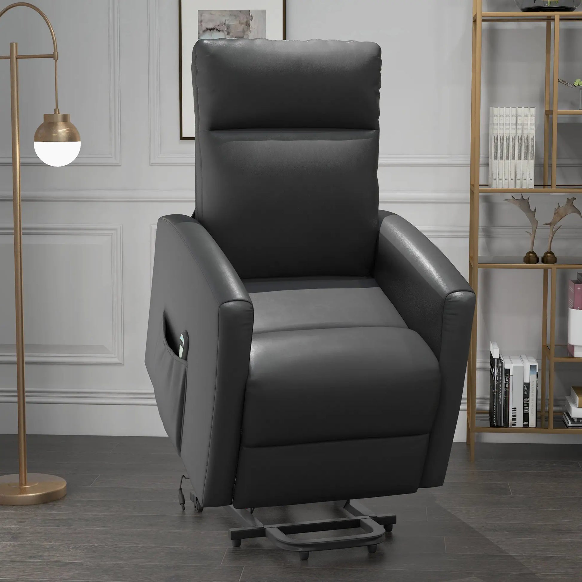 Power Lift Recliner Chair, Remote Control, Side Pocket, Grey Electric Power Lift Chairs at Gallery Canada