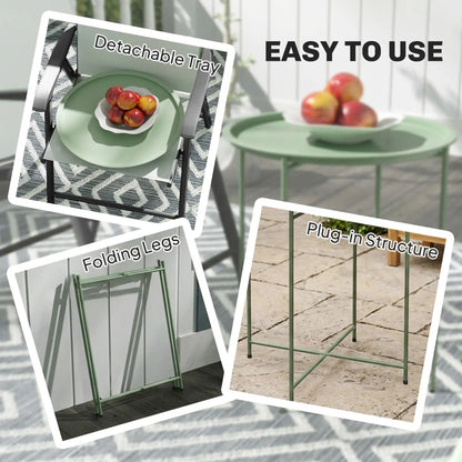 18" Outdoor Side Table, Removable Tray, Folding Legs, Green Patio Side Tables at Gallery Canada