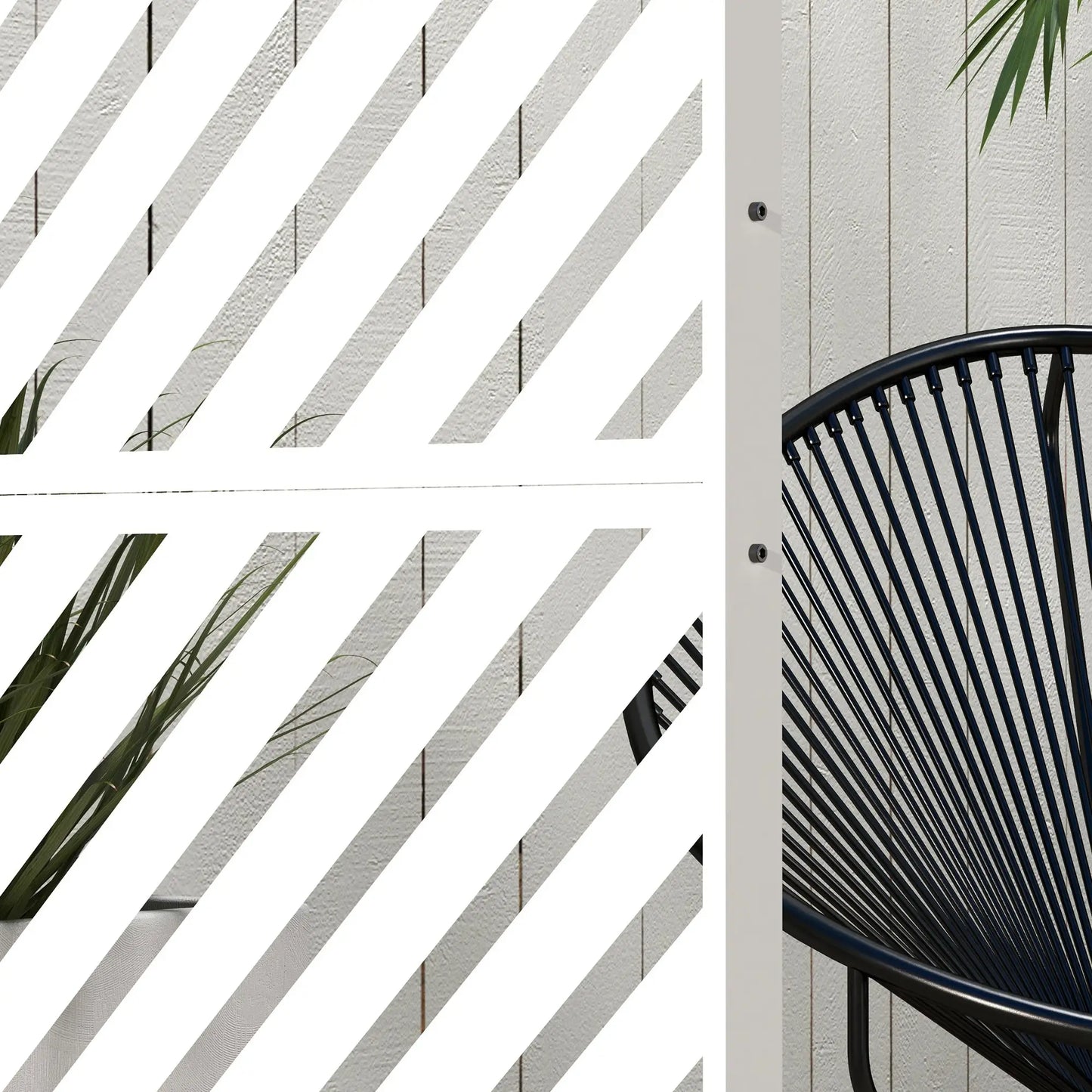 6.5FT Metal Privacy Screen, Triangle Style, White Side Awnings at Gallery Canada