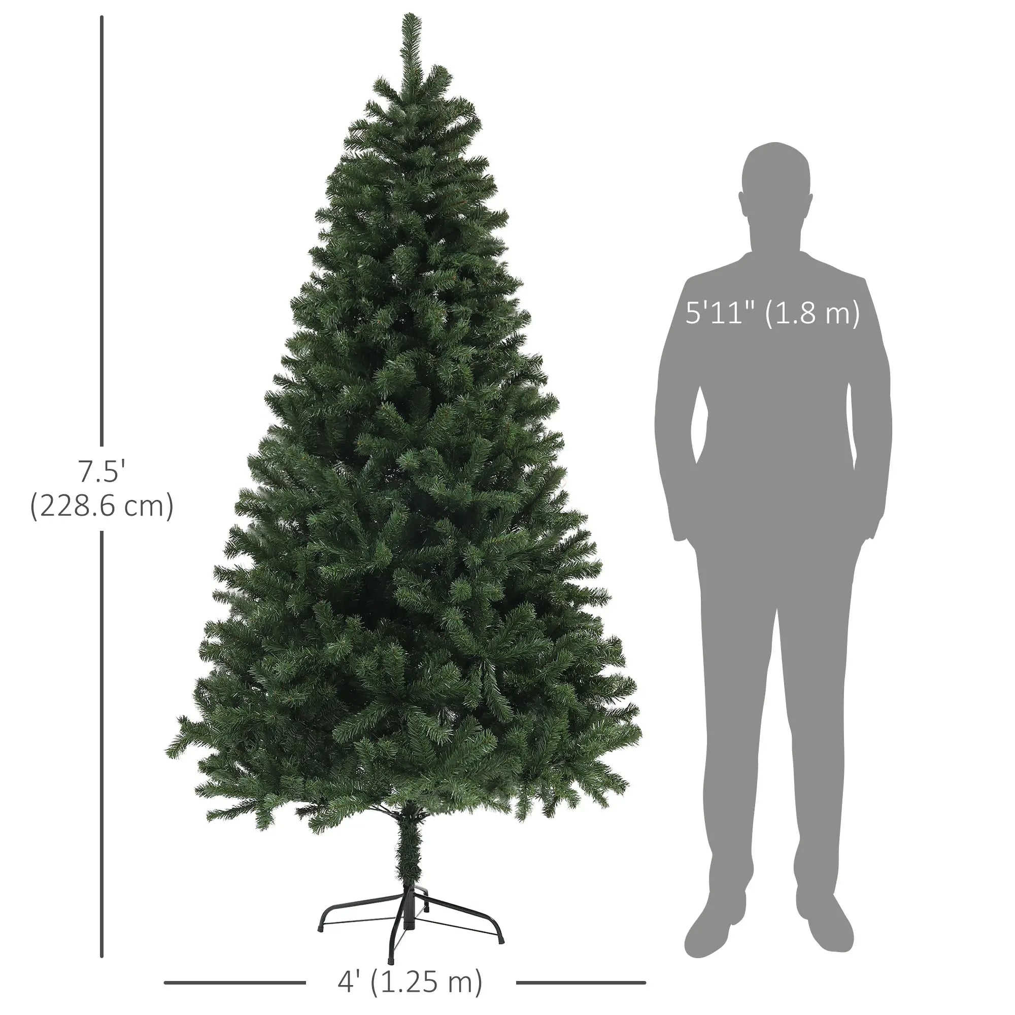 7.5ft Artificial Christmas Tree, Auto Open, Steel Base, Green Artificial Christmas Trees at Gallery Canada