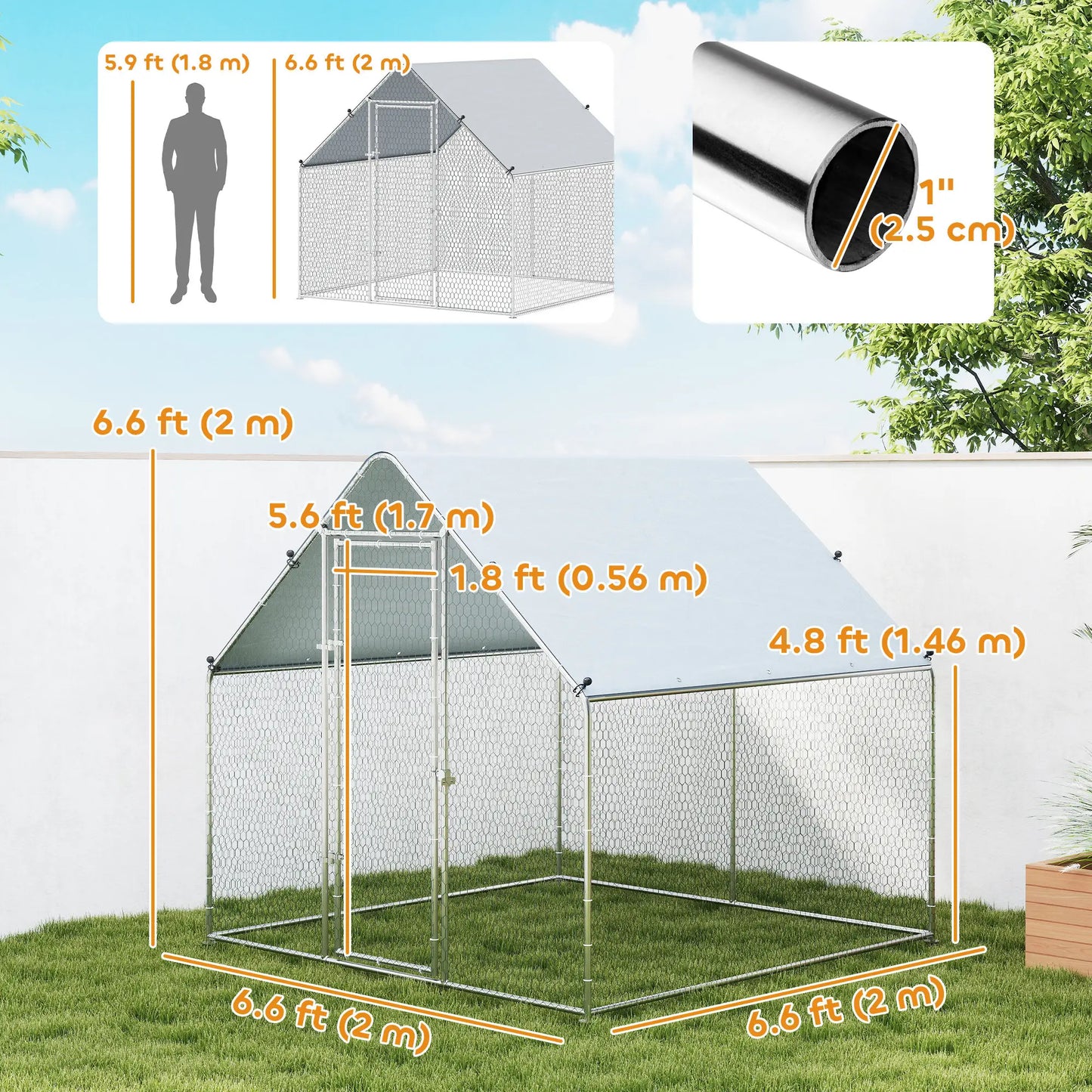 Metal Chicken Coop With Cover, 6.6' x 6.6' x 6.6' Chicken Coops at Gallery Canada