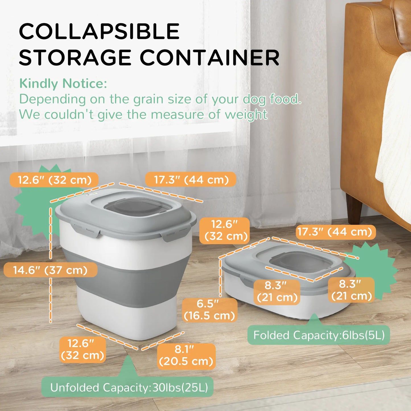 6-30lb Collapsible Dog Food Container, Airtight Lids, Wheels, Grey Dog Bowls at Gallery Canada