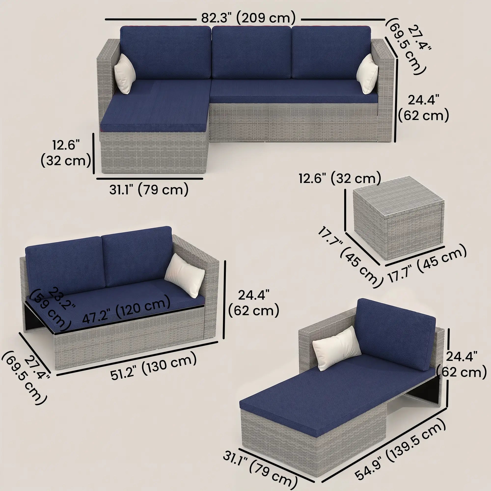 3Pc Rattan Sofa Set With Coffee Table, Cushions, Pillows Patio Furniture Sets at Gallery Canada