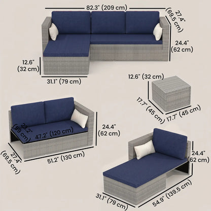 3Pc Rattan Sofa Set With Coffee Table, Cushions, Pillows Patio Furniture Sets at Gallery Canada