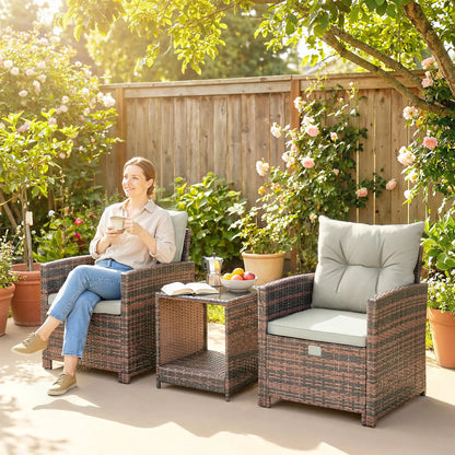 5 Piece Patio Set, Wicker Chairs With Ottomans, Glass Coffee Table, Brown Cream Patio Furniture Sets at Gallery Canada
