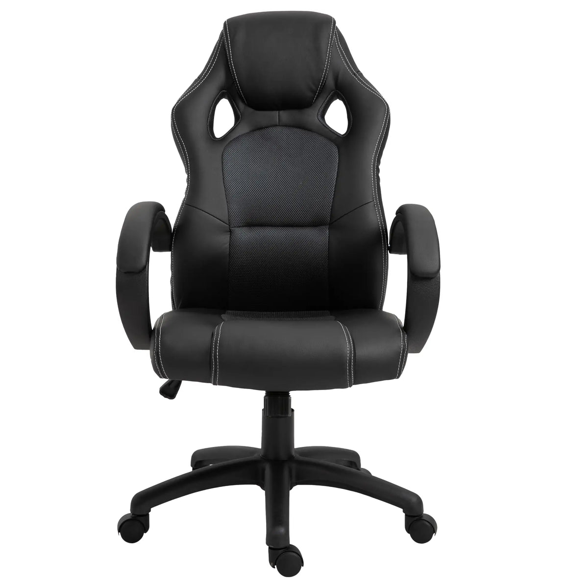 Chaise de jeu de course, Roues pivotantes, Appuie-tête rembourré, Fonction d'inclinaison, Gris